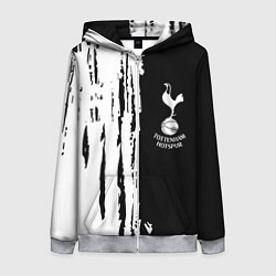 Толстовка на молнии женская Tottenham Hotspur белые краски, цвет: 3D-меланж