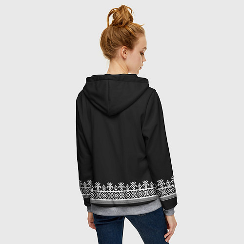 Женская толстовка на молнии Славянская вышиванка рубаха / 3D-Меланж – фото 4