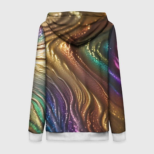 Женская толстовка на молнии Сморщенные складочки жидкости / 3D-Белый – фото 2