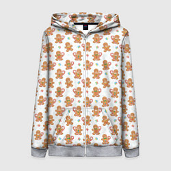 Женская толстовка на молнии Имбирные человечки и карамельные трости