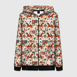 Женская толстовка на молнии Винтажные коты всадники на лошади