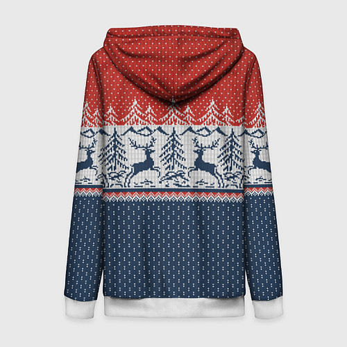 Женская толстовка на молнии Вязаный узор с оленями / 3D-Белый – фото 2