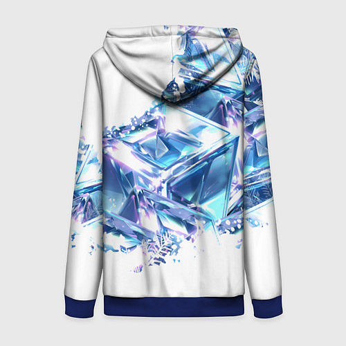 Женская толстовка на молнии Пингвины и лёд / 3D-Синий – фото 2