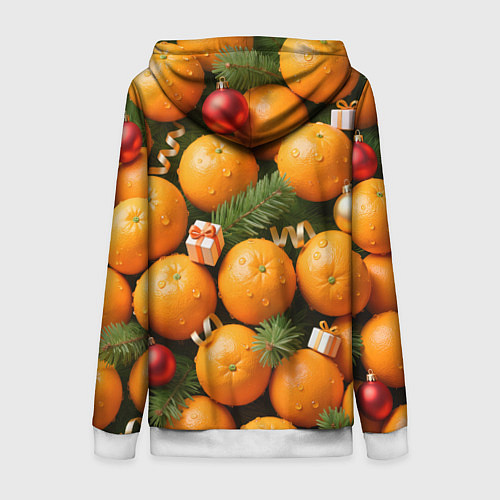 Женская толстовка на молнии Праздничные мандарины / 3D-Белый – фото 2
