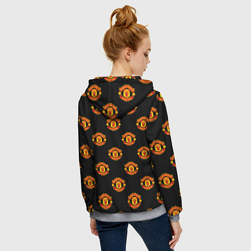 Женская толстовка на молнии Manchester United Pattern / 3D-Меланж – фото 4