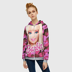 Толстовка на молнии женская Барби, цвет: 3D-меланж — фото 2