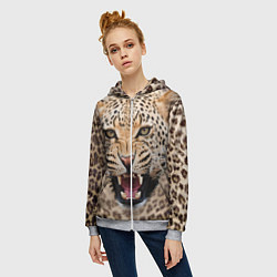 Толстовка на молнии женская Взгляд леопарда, цвет: 3D-меланж — фото 2