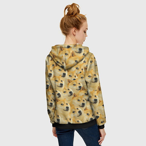 Женская толстовка на молнии Doge / 3D-Черный – фото 4