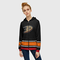 Толстовка на молнии женская Anaheim Ducks Selanne, цвет: 3D-красный — фото 2