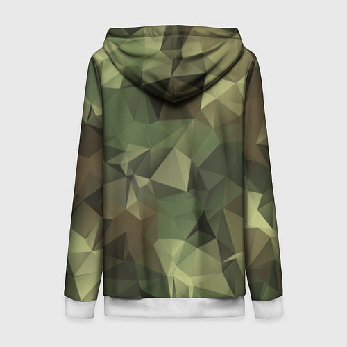 Женская толстовка на молнии Полигональный камуфляж / 3D-Белый – фото 2