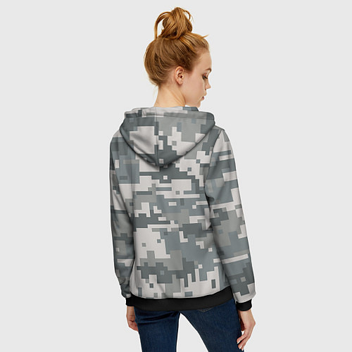 Женская толстовка на молнии Камуфляж / 3D-Черный – фото 4