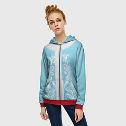 Толстовка на молнии женская Снегурочка, цвет: 3D-красный — фото 2