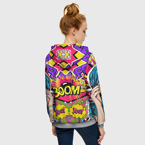 Женская толстовка на молнии Pop art / 3D-Меланж – фото 4