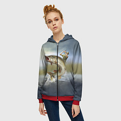 Толстовка на молнии женская Дерзская щука, цвет: 3D-красный — фото 2