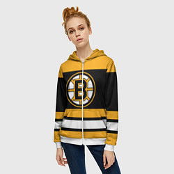 Толстовка на молнии женская Boston Bruins, цвет: 3D-белый — фото 2