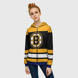 Толстовка на молнии женская Boston Bruins, цвет: 3D-синий — фото 2