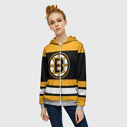 Толстовка на молнии женская Boston Bruins, цвет: 3D-меланж — фото 2