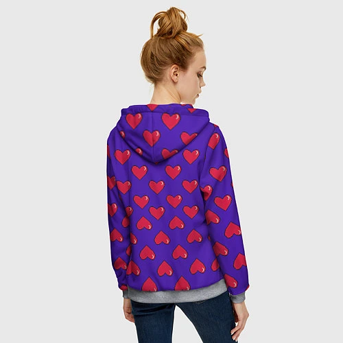 Женская толстовка на молнии Hearts Pattern / 3D-Меланж – фото 4