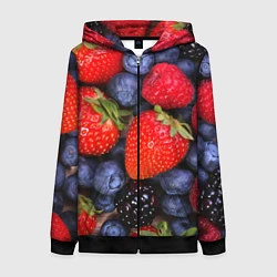 Толстовка на молнии женская Berries, цвет: 3D-черный