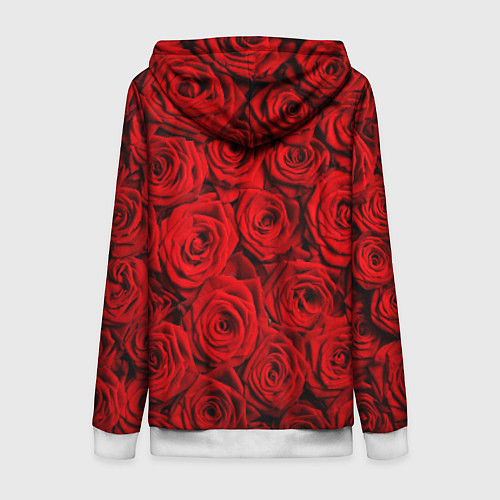 Женская толстовка на молнии Красные розы / 3D-Белый – фото 2
