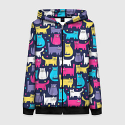 Толстовка на молнии женская Котятки, цвет: 3D-черный