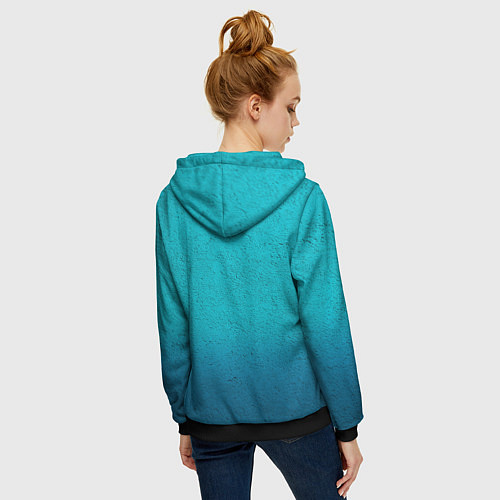 Женская толстовка на молнии Флаг Казахстана / 3D-Черный – фото 4