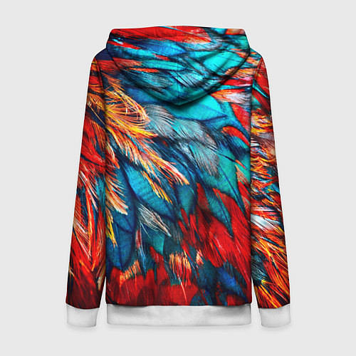 Женская толстовка на молнии Перья / 3D-Белый – фото 2