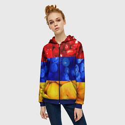 Толстовка на молнии женская Флаг Армении, цвет: 3D-синий — фото 2