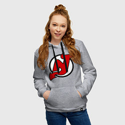 Толстовка-худи хлопковая женская New Jersey Devils, цвет: меланж — фото 2