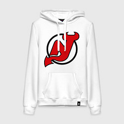 Толстовка-худи хлопковая женская New Jersey Devils, цвет: белый