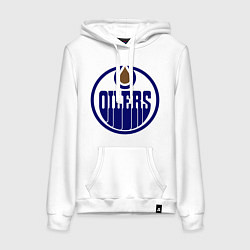 Толстовка-худи хлопковая женская Edmonton Oilers, цвет: белый