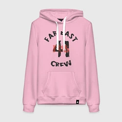 Толстовка-худи хлопковая женская Far East 41 Crew, цвет: светло-розовый