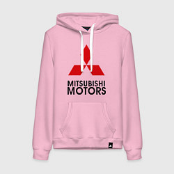 Толстовка-худи хлопковая женская Mitsubishi, цвет: светло-розовый
