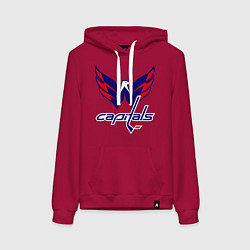 Толстовка-худи хлопковая женская Washington Capitals: Ovechkin, цвет: маджента