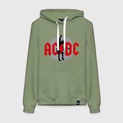 Толстовка-худи хлопковая женская AC/DC: Angus Young, цвет: авокадо