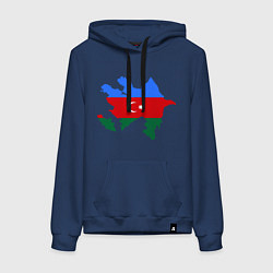 Толстовка-худи хлопковая женская Azerbaijan map, цвет: тёмно-синий