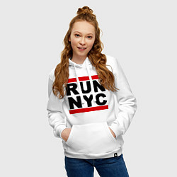 Толстовка-худи хлопковая женская Run NYC, цвет: белый — фото 2