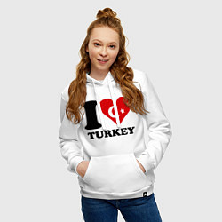 Толстовка-худи хлопковая женская I love turkey, цвет: белый — фото 2