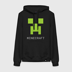 Толстовка-худи хлопковая женская Minecraft logo grey, цвет: черный
