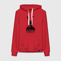 Толстовка-худи хлопковая женская Wake Up 28:06:42:12, цвет: красный