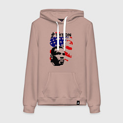Толстовка-худи хлопковая женская Mike Tyson: USA Boxing, цвет: пыльно-розовый