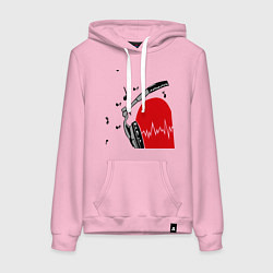Толстовка-худи хлопковая женская Влюбленная меломанка, цвет: светло-розовый