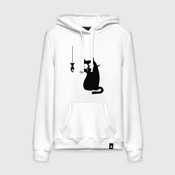 Женская толстовка-худи Кот и рыба
