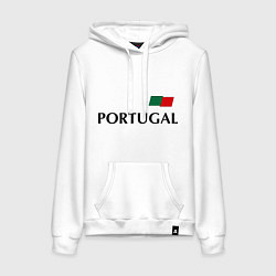 Толстовка-худи хлопковая женская Сборная Португалии: 10 номер, цвет: белый
