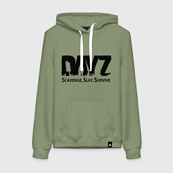 Толстовка-худи хлопковая женская DayZ: Slay Survive, цвет: авокадо