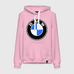 Толстовка-худи хлопковая женская Logo BMW, цвет: светло-розовый