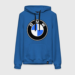 Толстовка-худи хлопковая женская Logo BMW, цвет: синий