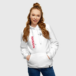 Толстовка-худи хлопковая женская Nissan Style, цвет: белый — фото 2