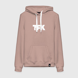 Толстовка-худи хлопковая женская TFK: White Logo, цвет: пыльно-розовый