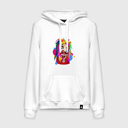 Толстовка-худи хлопковая женская 6IX9INE Colors, цвет: белый